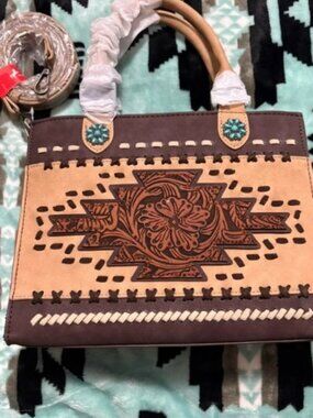 Montana West Western Tooled Aztec Tote/Crossbody